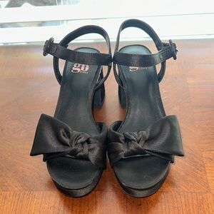 GB Girls black dress shoe with bow detail.